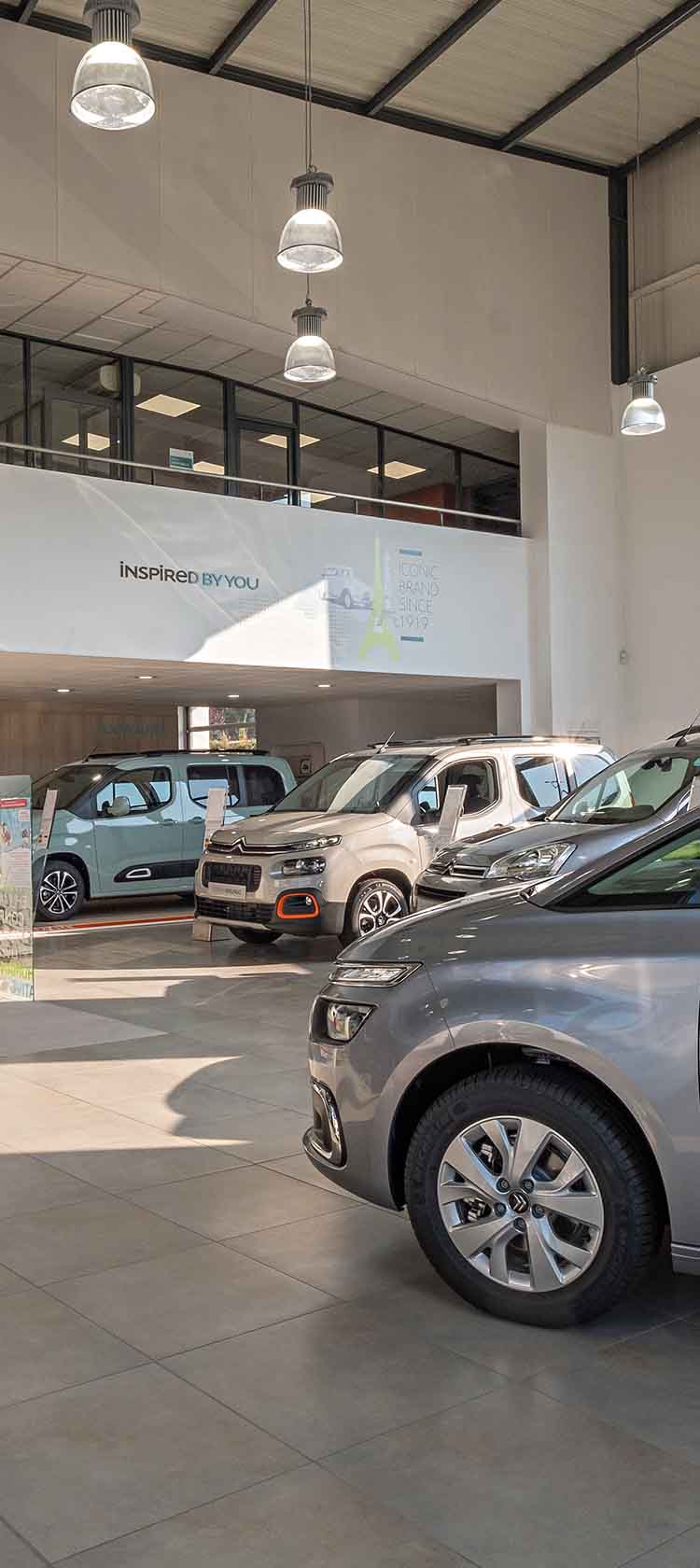 Citroën cars inside a dealership